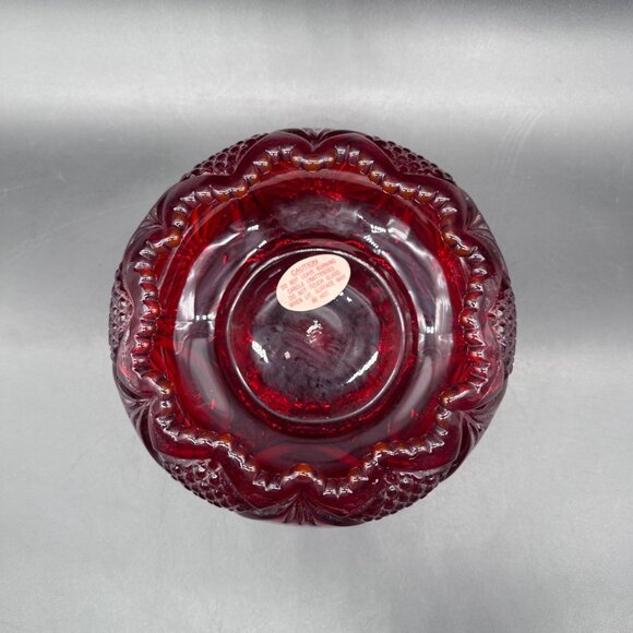 Vintage Fenton Amberina Ruby Red Glass Candle Holder Rose Bowl Mid Century Retro - Picture 7 of 12